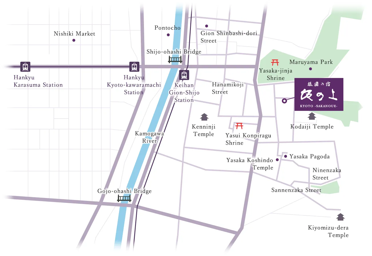 Higashiyama/Gion area map